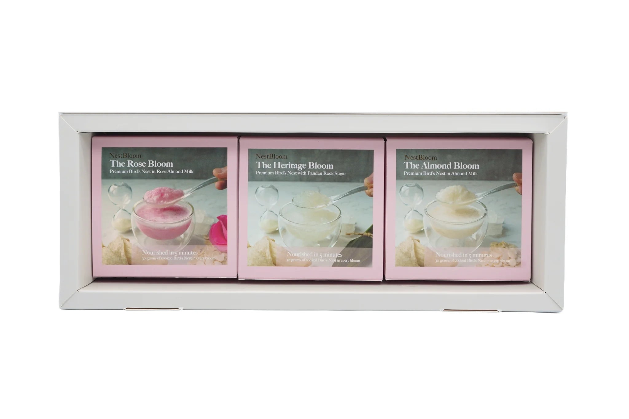 Rose Bloom, Heritage Bloom and Almond Bloom Birds Nests before and after